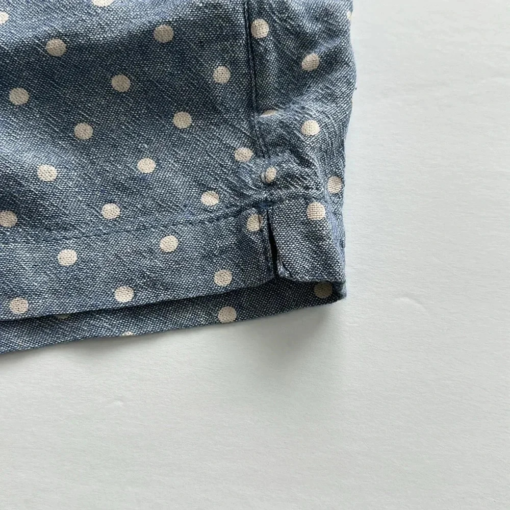 Old Navy Blue Polka Dot Linen Mid Rise Shorts Sz 2 - Picture 6 of 7